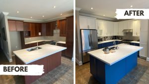 Oak maple and MDF kitchen cabinet painting and refinishing in Barrie