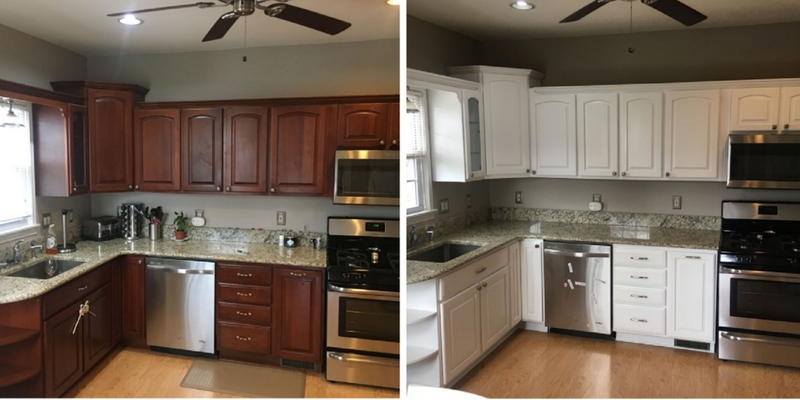 Refinishing And Painting Kitchen Cabinets Before And After Pictures